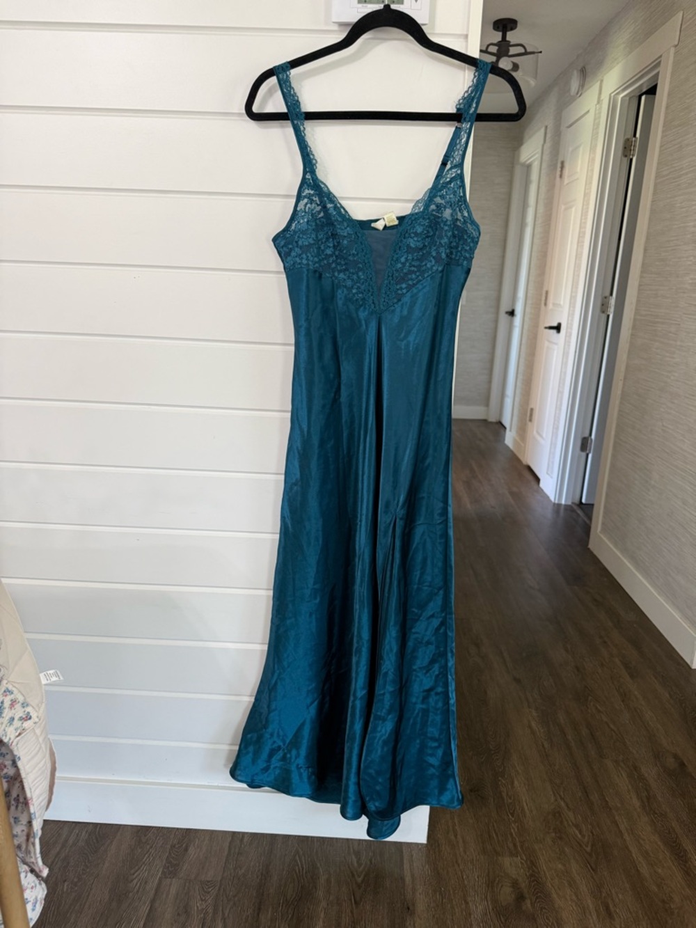 Vintage Victoria's Secret Gold Label teal lace long nightgown